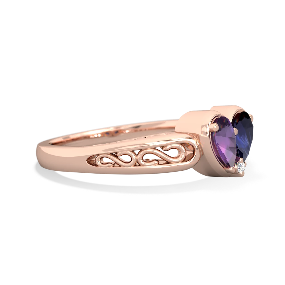 Amethyst Filligree 'One Heart' 14K Rose Gold ring R5070