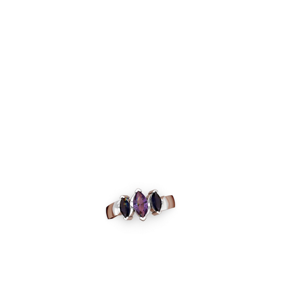 Amethyst Three Peeks 14K White Gold ring R2433