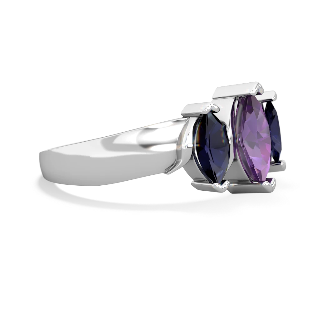 Amethyst Three Peeks 14K White Gold ring R2433