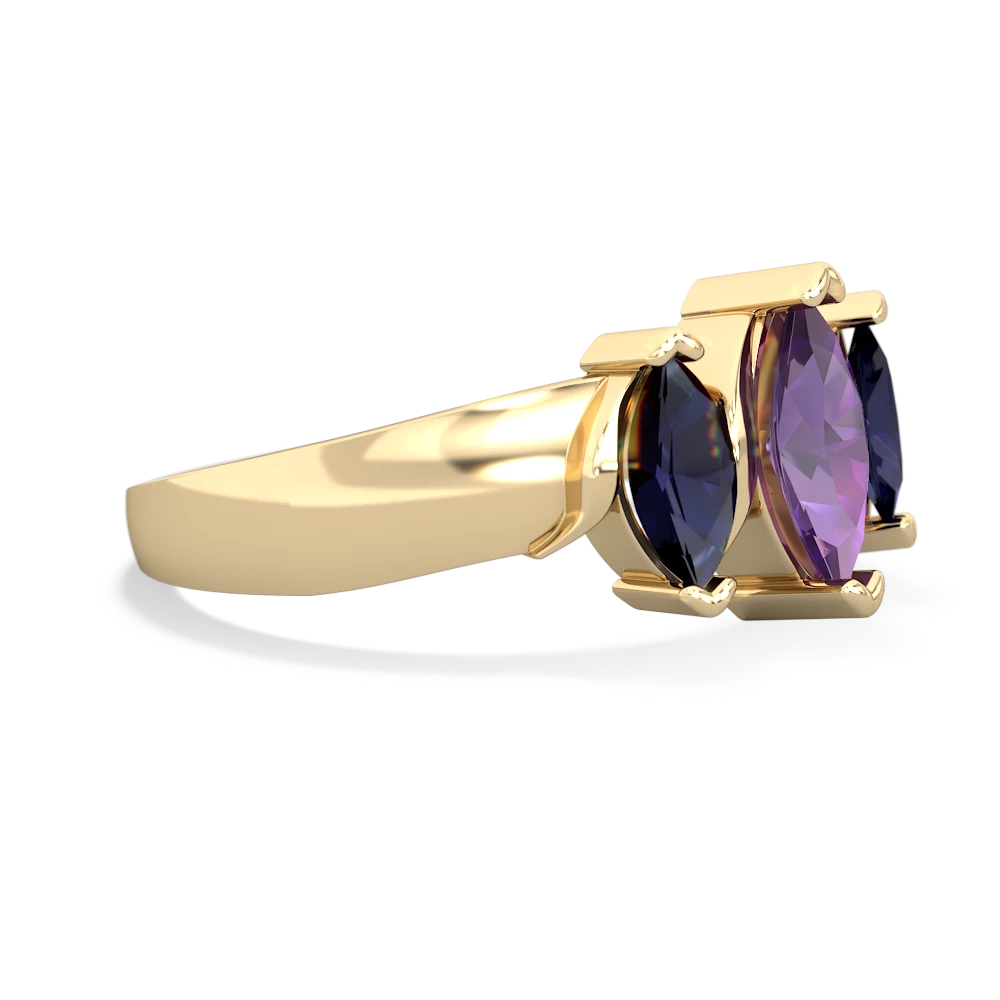 Amethyst Three Peeks 14K Yellow Gold ring R2433