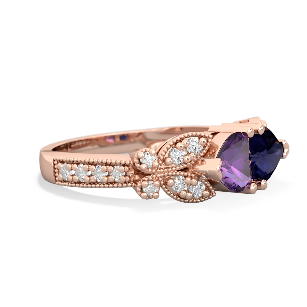 Amethyst Diamond Butterflies 14K Rose Gold ring R5601