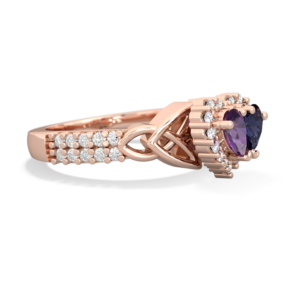 Amethyst Celtic Knot Two Hearts As One 14K Rose Gold ring R2644HRT