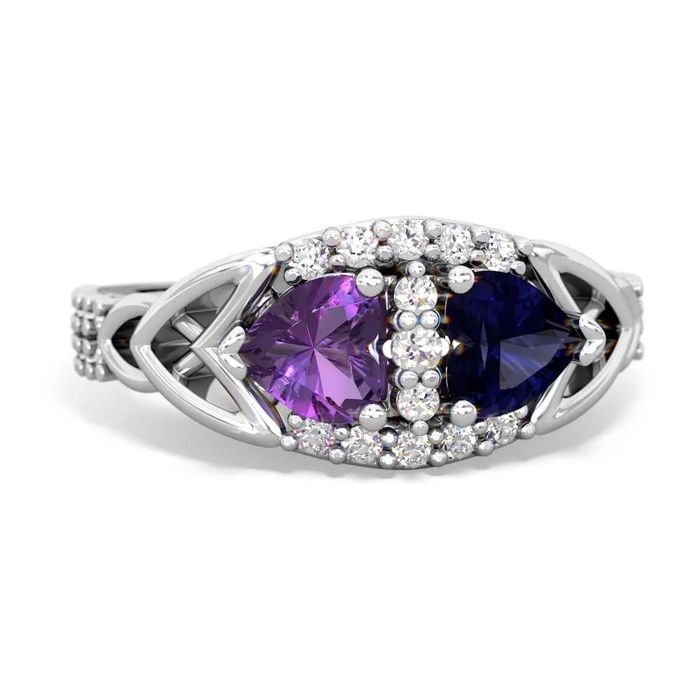 Amethyst Sparkling Celtic Knot 14K White Gold ring R2645