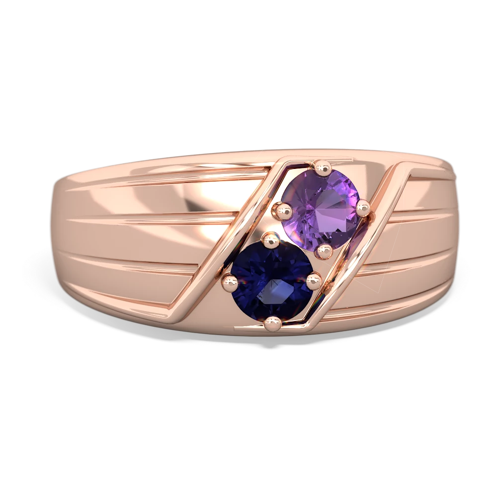 Amethyst Men's Streamline 14K Rose Gold ring R0460