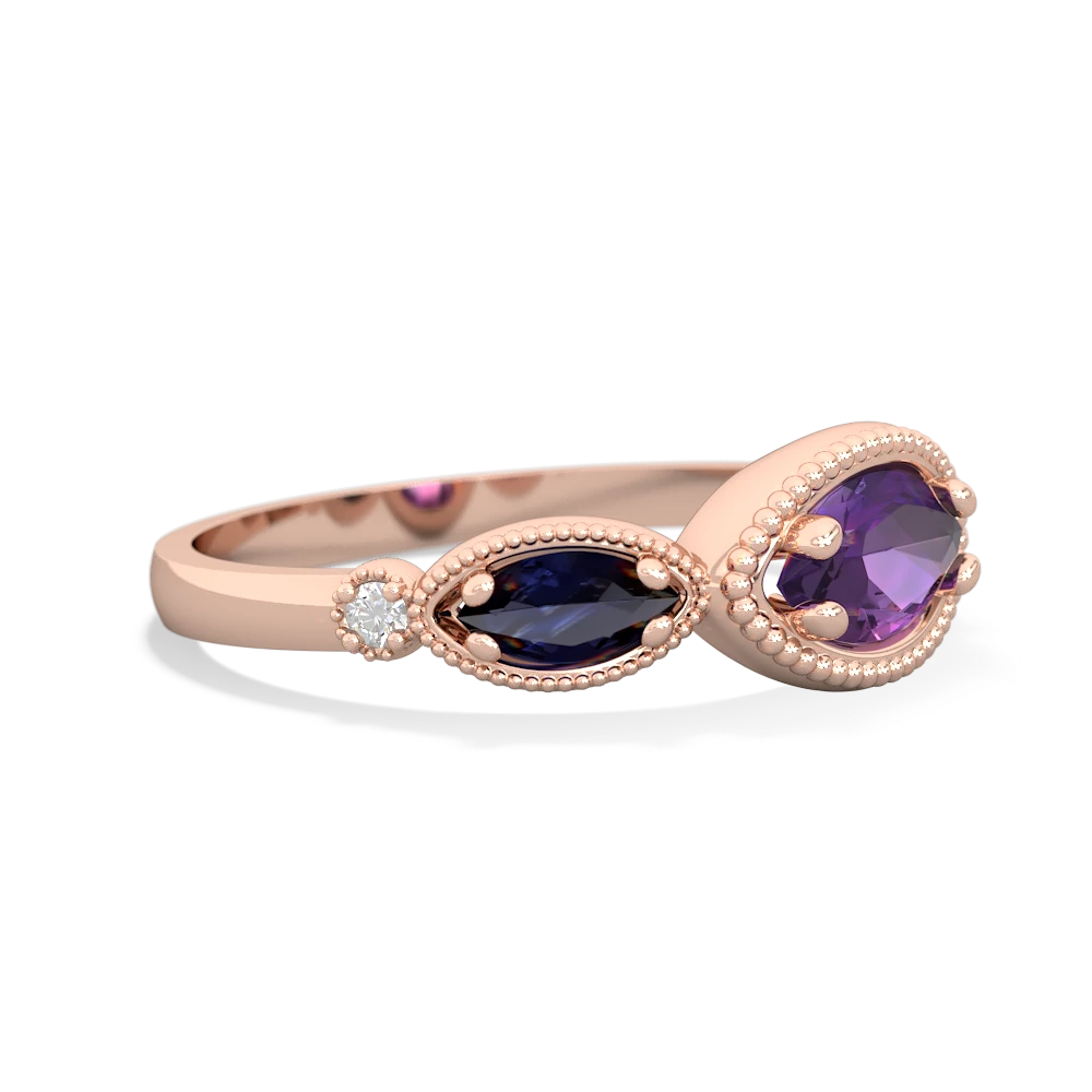 Amethyst Milgrain Marquise 14K Rose Gold ring R5700