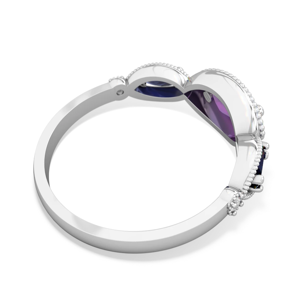 Amethyst Milgrain Marquise 14K White Gold ring R5700