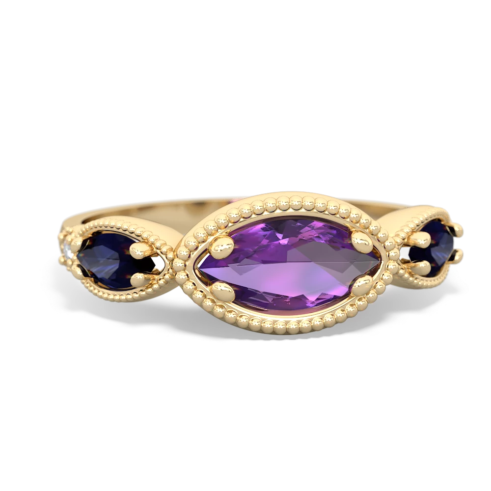 Amethyst Milgrain Marquise 14K Yellow Gold ring R5700