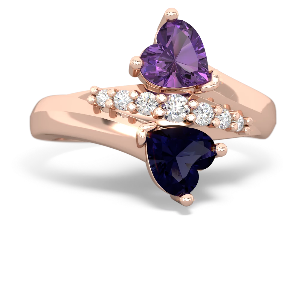 Amethyst Heart To Heart 14K Rose Gold ring R2064