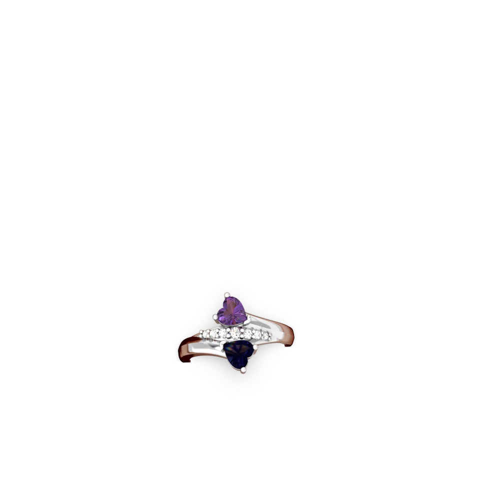 Amethyst Heart To Heart 14K White Gold ring R2064