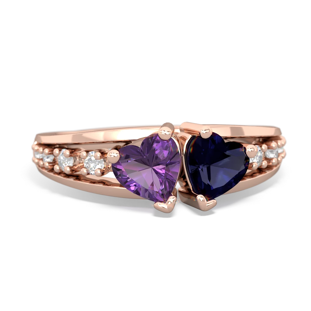 Amethyst Heart To Heart 14K Rose Gold ring R3342