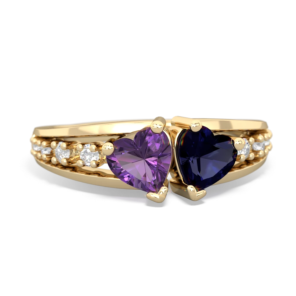 Amethyst Heart To Heart 14K Yellow Gold ring R3342