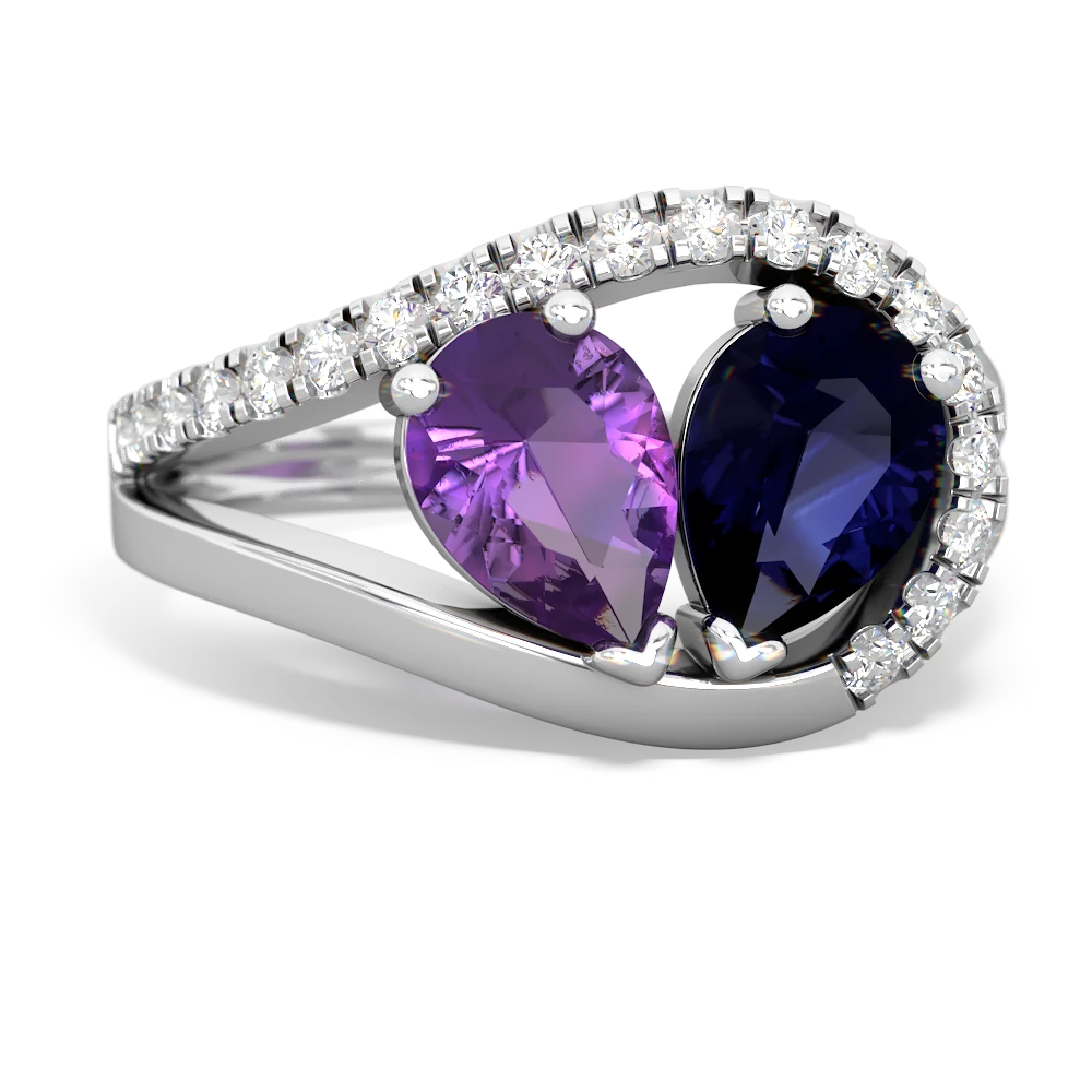 Amethyst Nestled Heart Keepsake 14K White Gold ring R5650