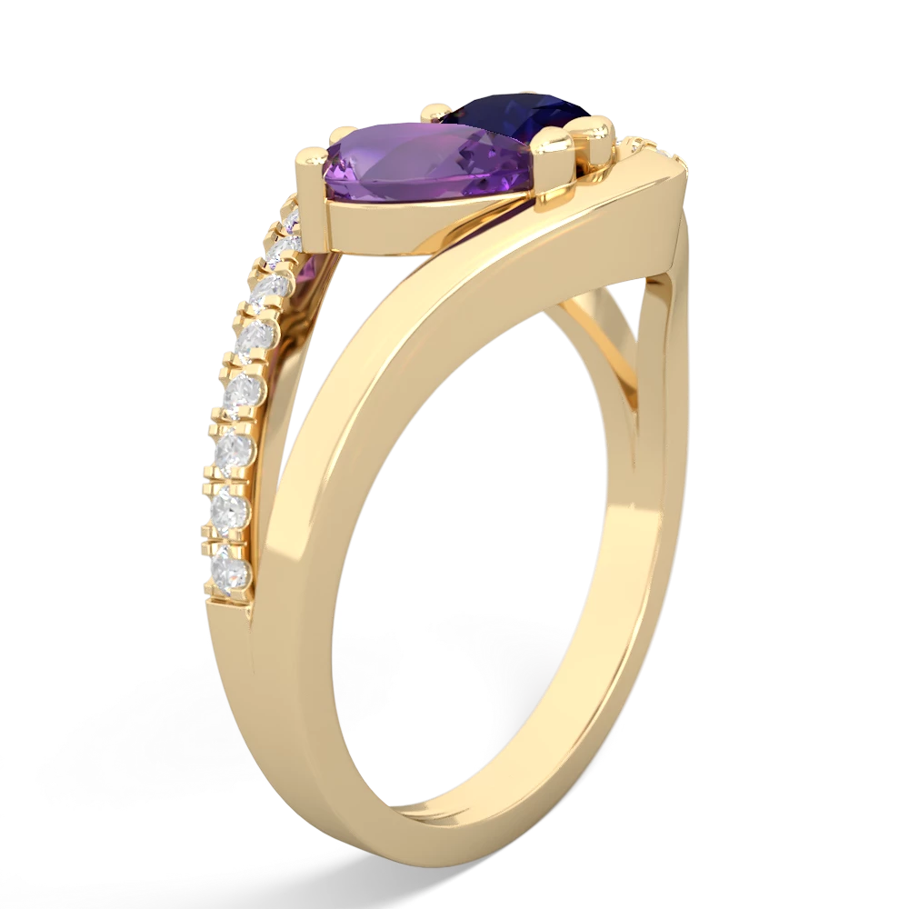 Amethyst Nestled Heart Keepsake 14K Yellow Gold ring R5650