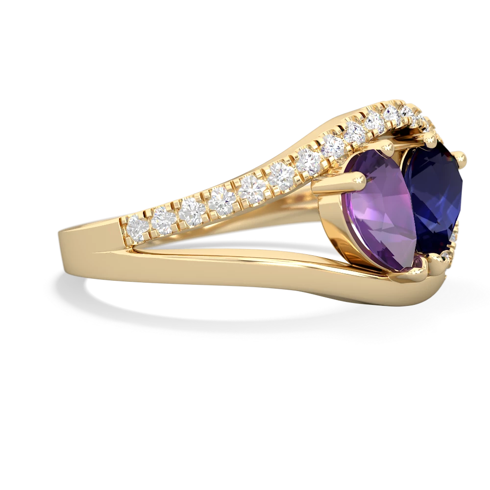 Amethyst Nestled Heart Keepsake 14K Yellow Gold ring R5650