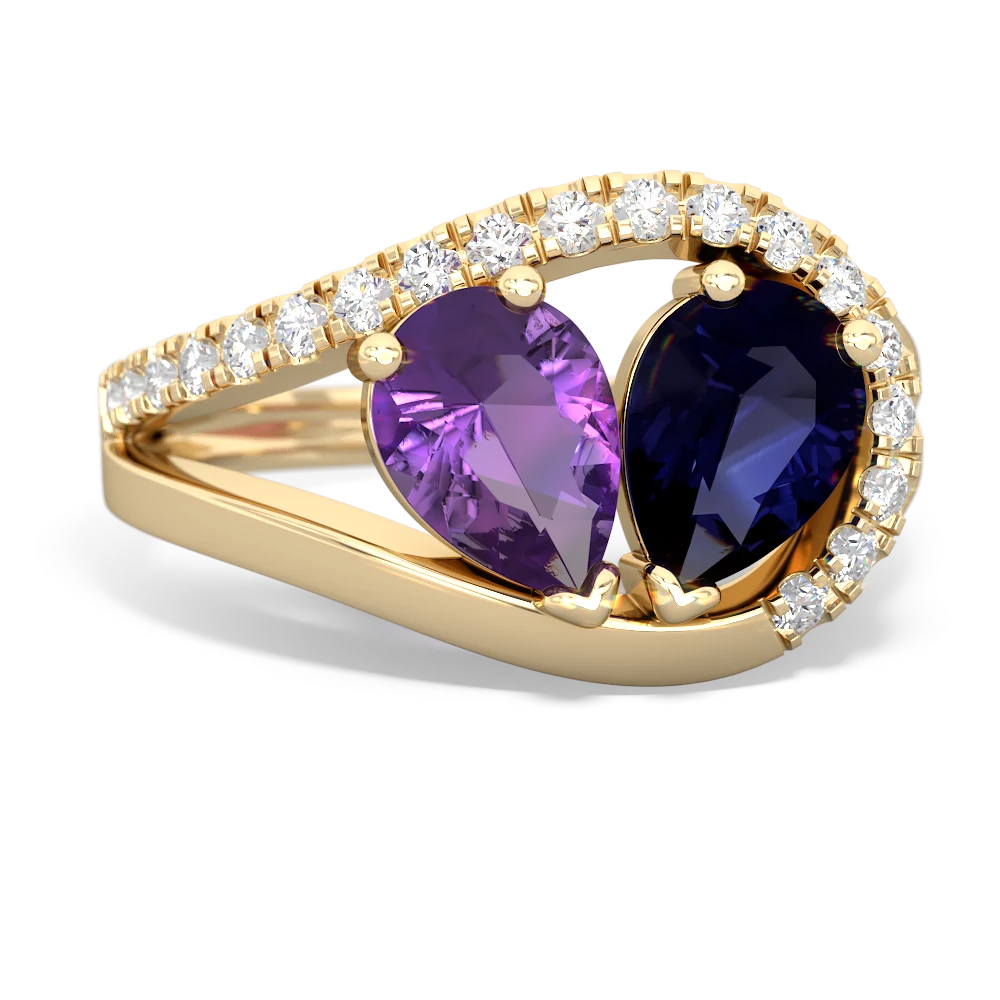 Amethyst Nestled Heart Keepsake 14K Yellow Gold ring R5650