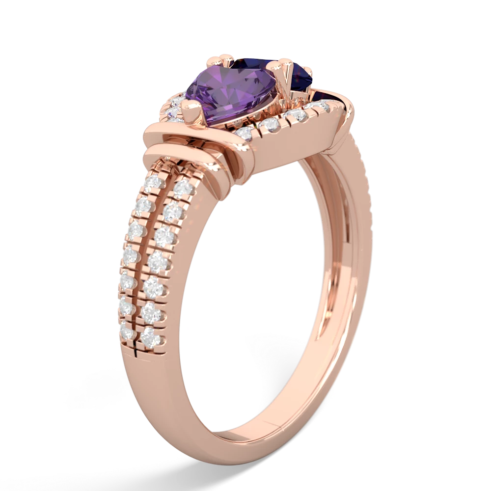 Amethyst Art-Deco Keepsake 14K Rose Gold ring R5630