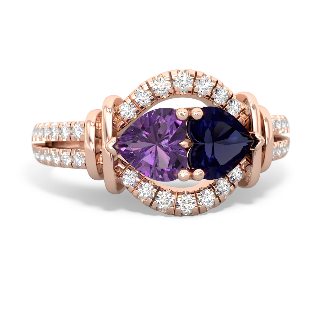 Amethyst Art-Deco Keepsake 14K Rose Gold ring R5630