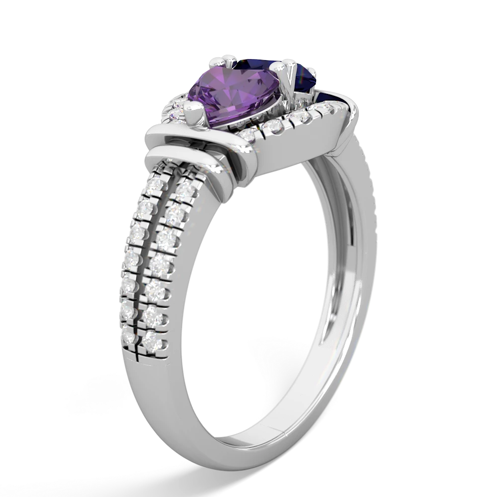 Amethyst Art-Deco Keepsake 14K White Gold ring R5630