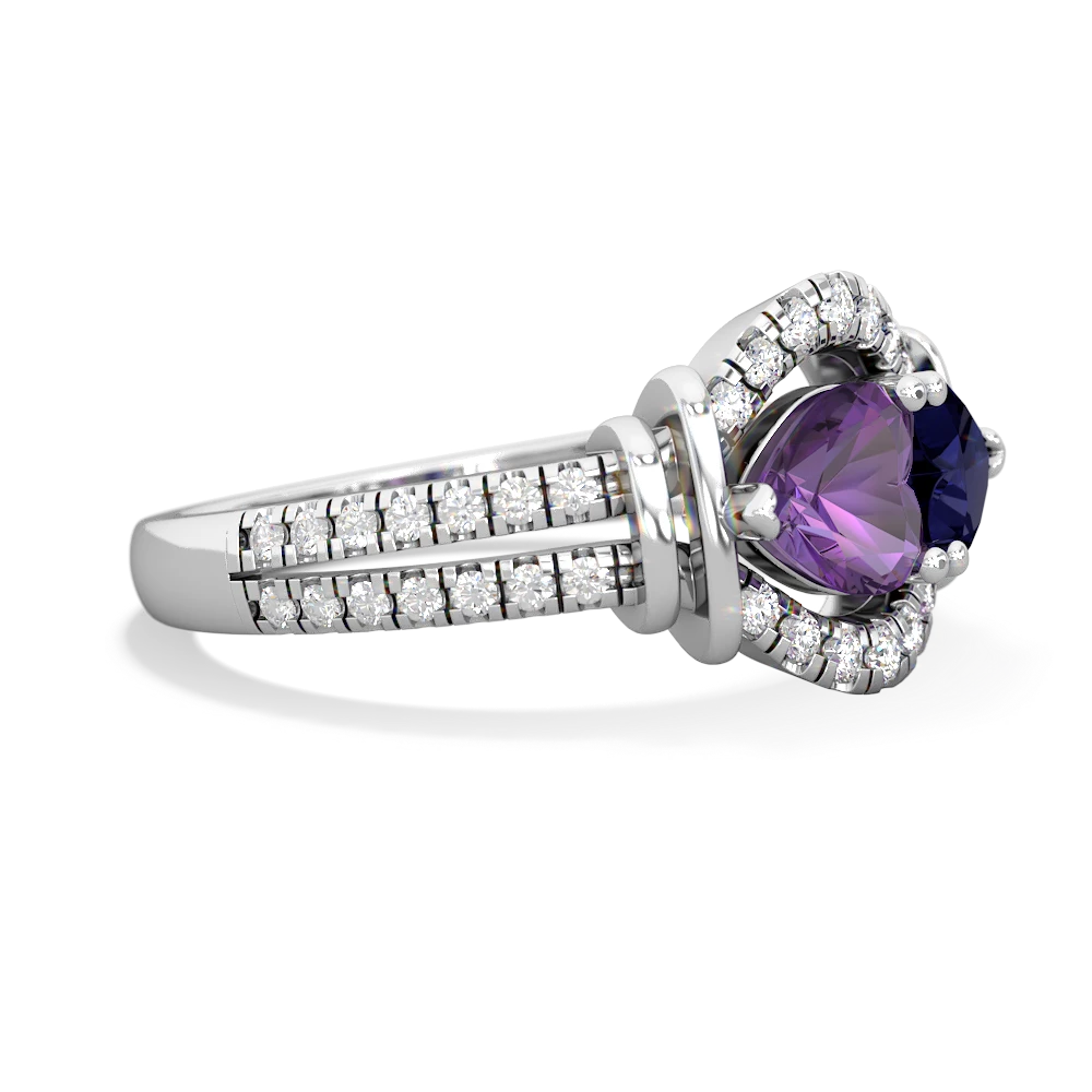 Amethyst Art-Deco Keepsake 14K White Gold ring R5630