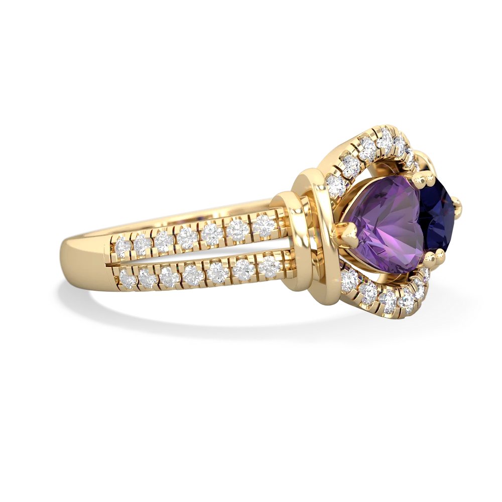 Amethyst Art-Deco Keepsake 14K Yellow Gold ring R5630