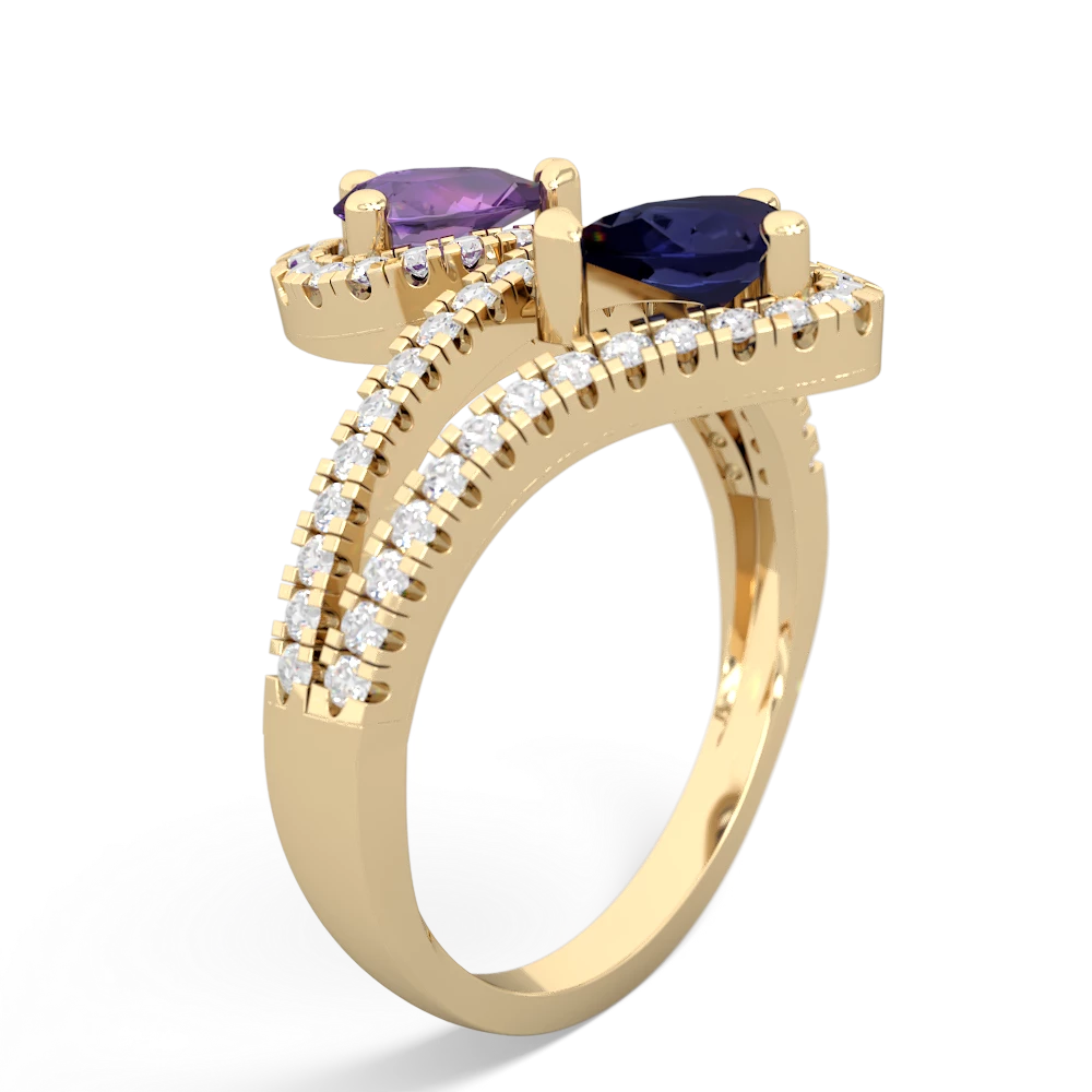 Amethyst Diamond Dazzler 14K Yellow Gold ring R3000