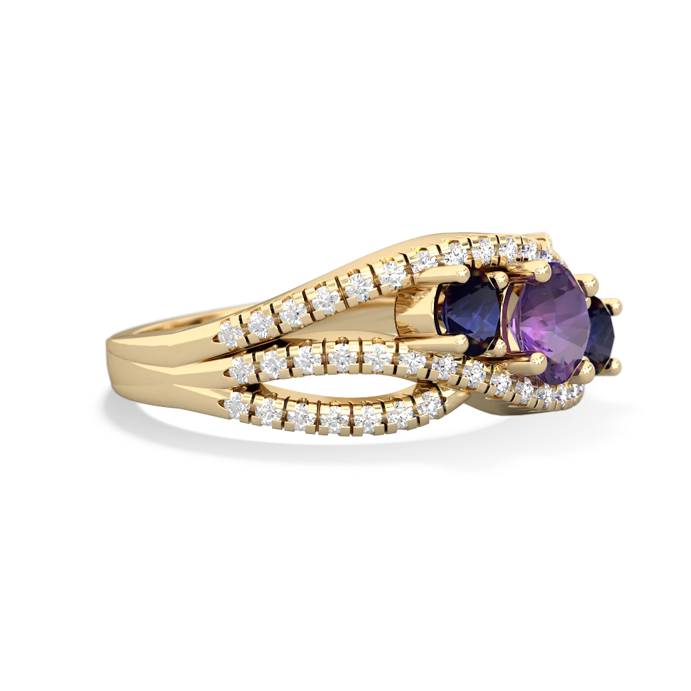 Amethyst Three Stone Aurora 14K Yellow Gold ring R3080