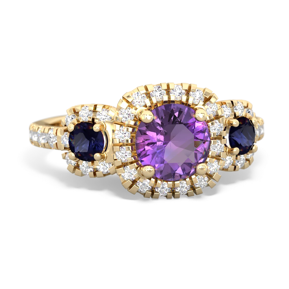 Amethyst Regal Halo 14K Yellow Gold ring R5350