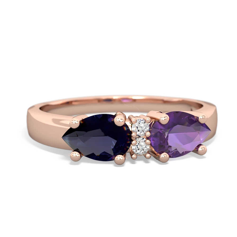 Amethyst Pear Bowtie 14K Rose Gold ring R0865