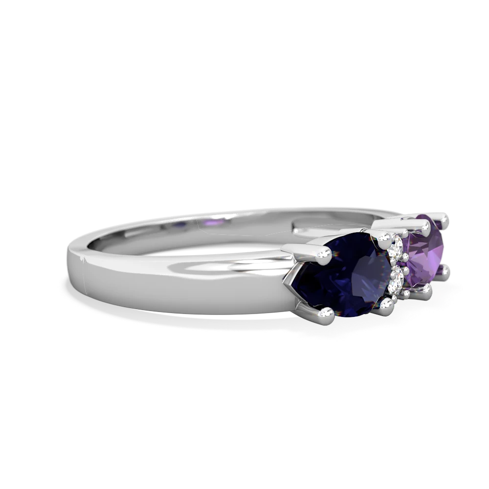 Amethyst Pear Bowtie 14K White Gold ring R0865