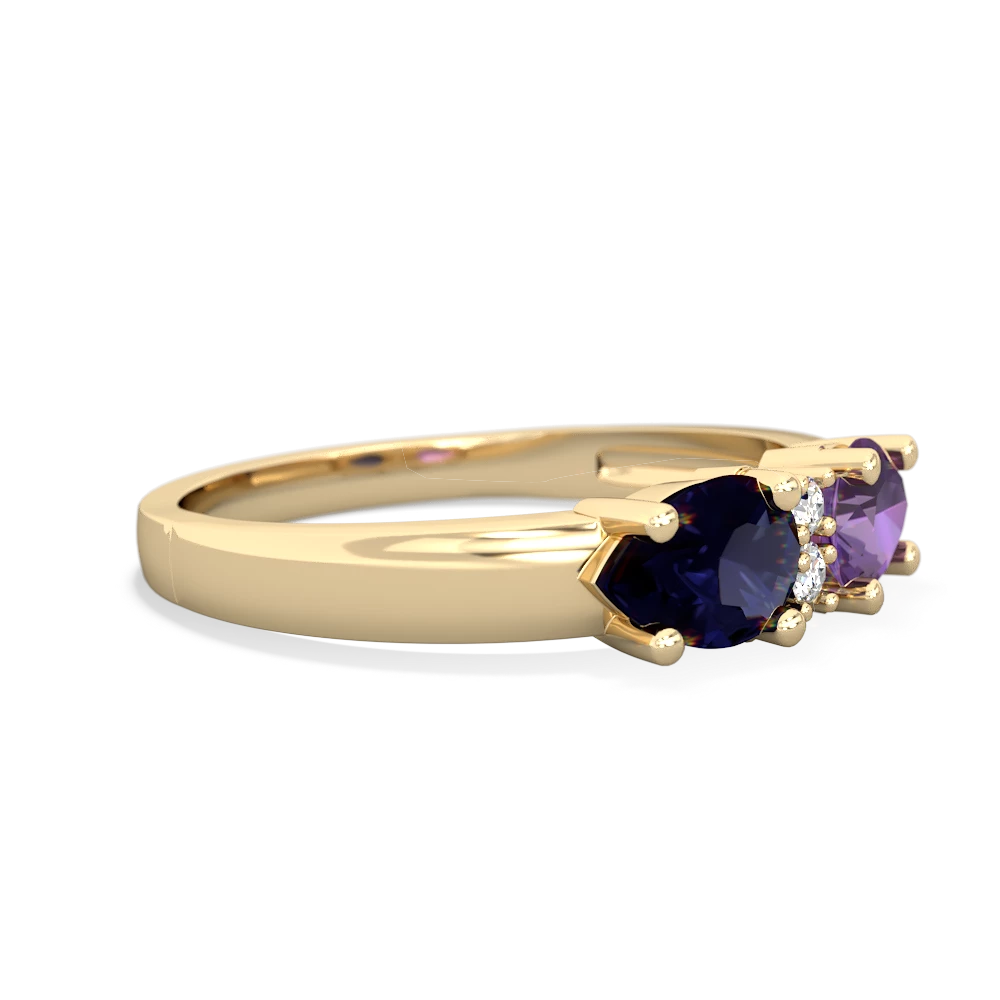 Amethyst Pear Bowtie 14K Yellow Gold ring R0865