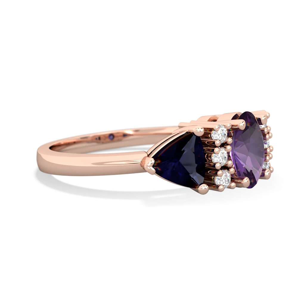 Amethyst Antique Style Three Stone 14K Rose Gold ring R2186