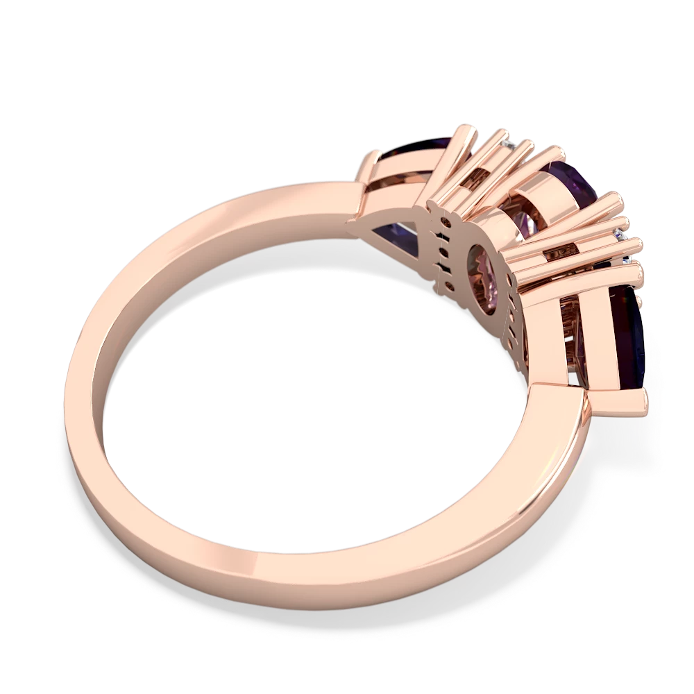 Amethyst Antique Style Three Stone 14K Rose Gold ring R2186