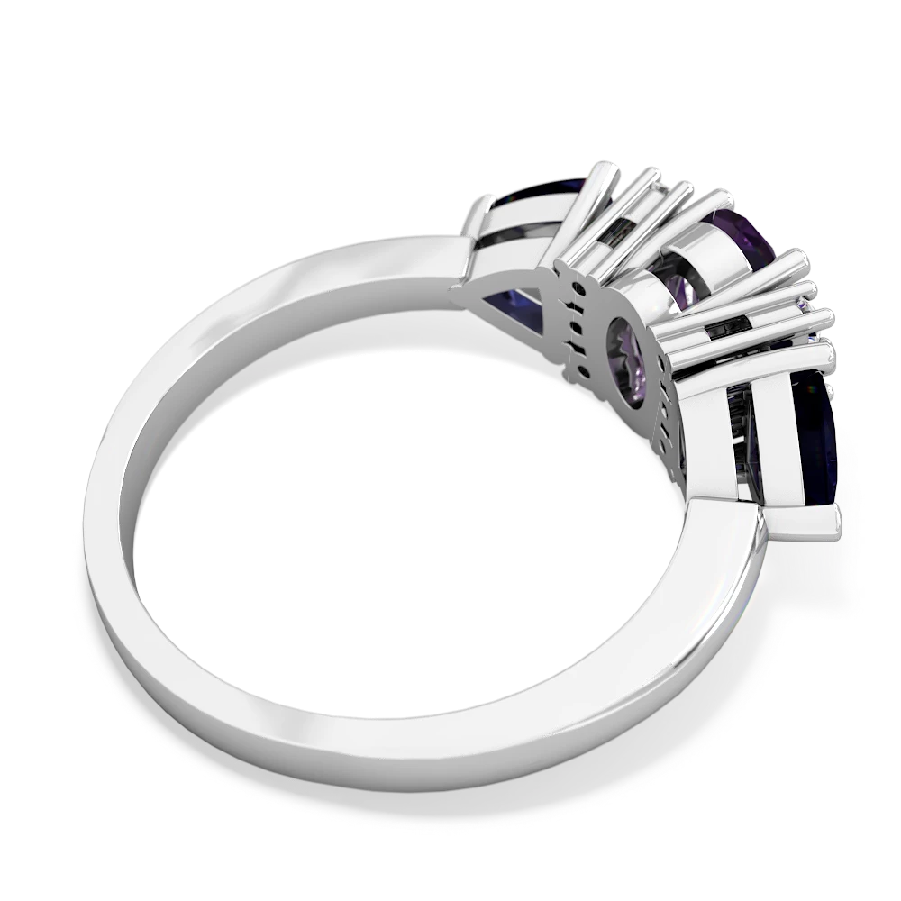 Amethyst Antique Style Three Stone 14K White Gold ring R2186