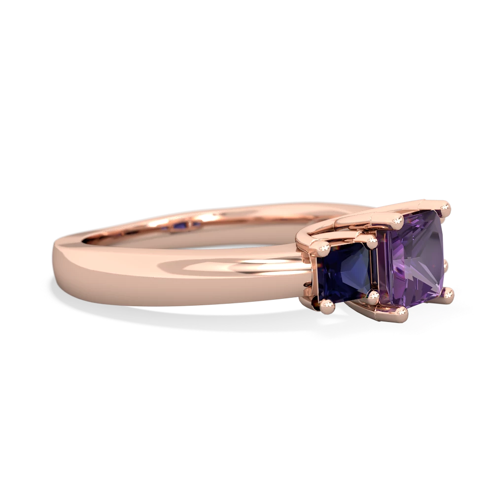 Amethyst Three Stone Trellis 14K Rose Gold ring R4015