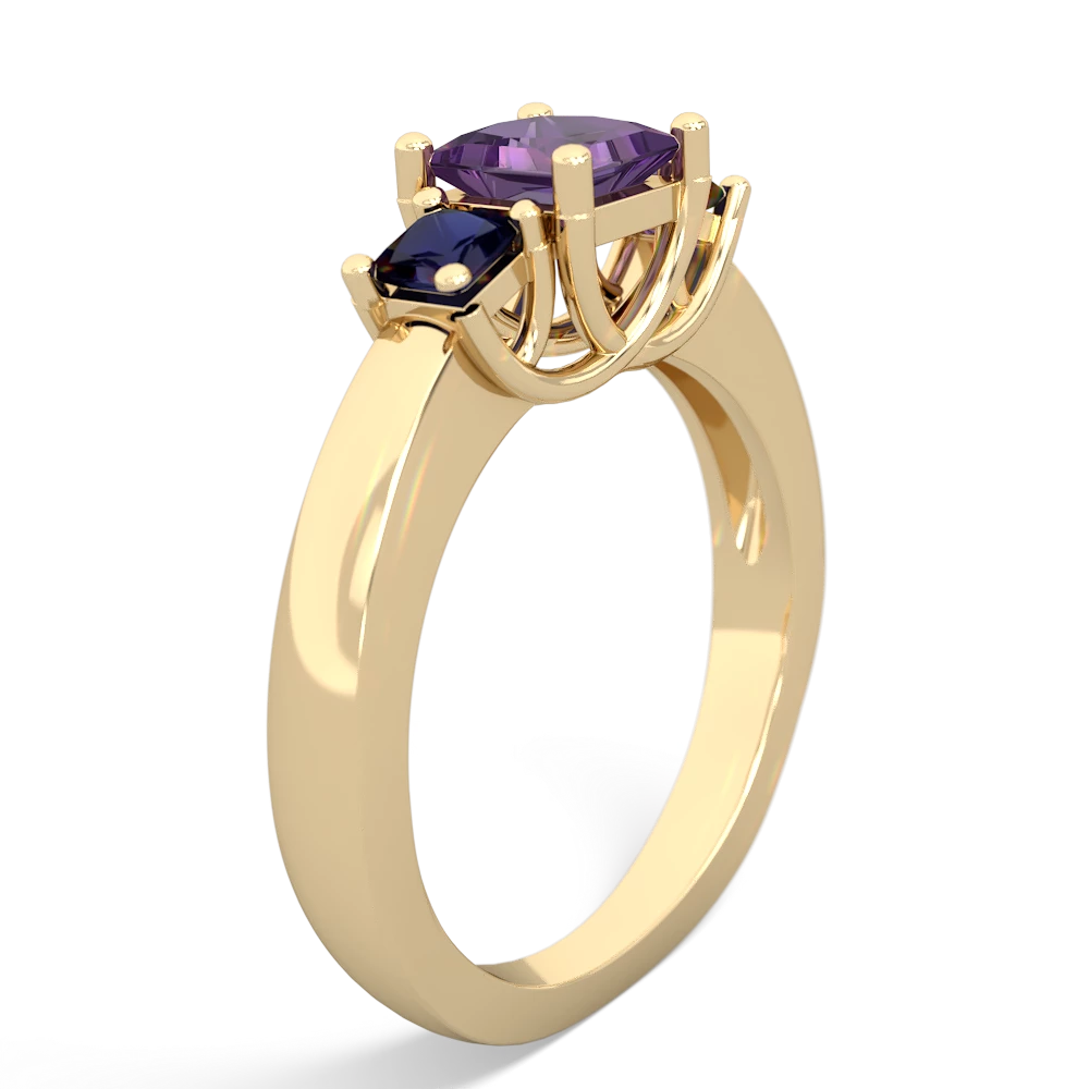 Amethyst Three Stone Trellis 14K Yellow Gold ring R4015