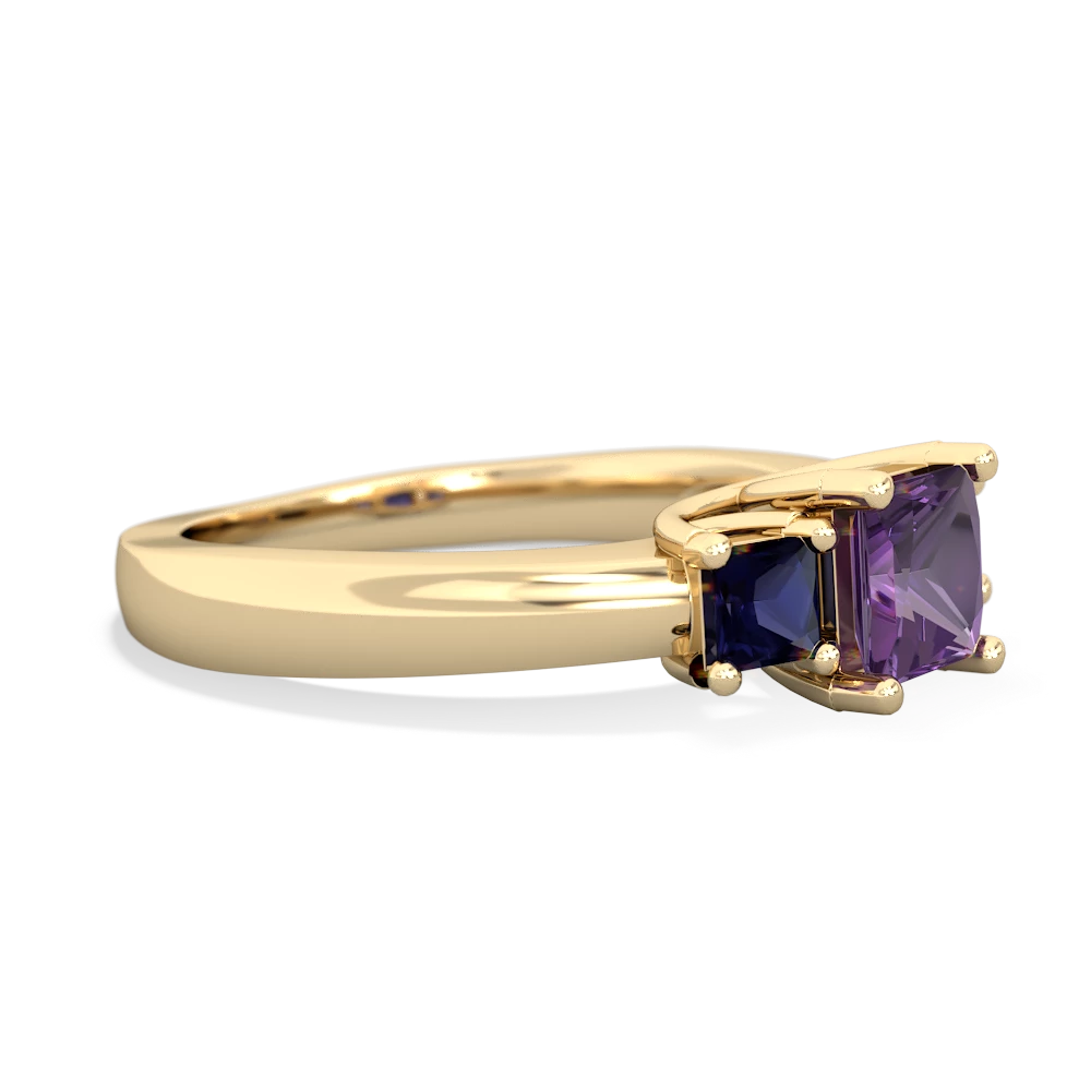 Amethyst Three Stone Trellis 14K Yellow Gold ring R4015