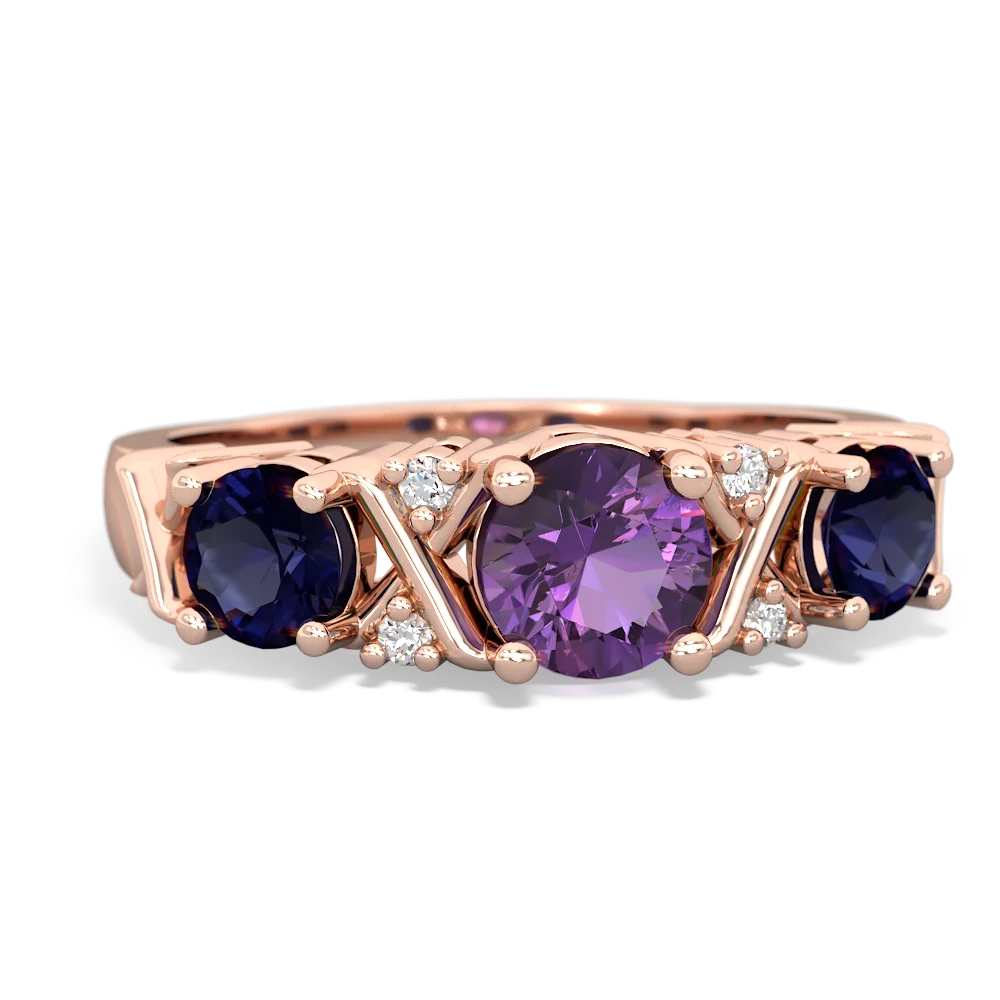 Amethyst Hugs And Kisses 14K Rose Gold ring R5016