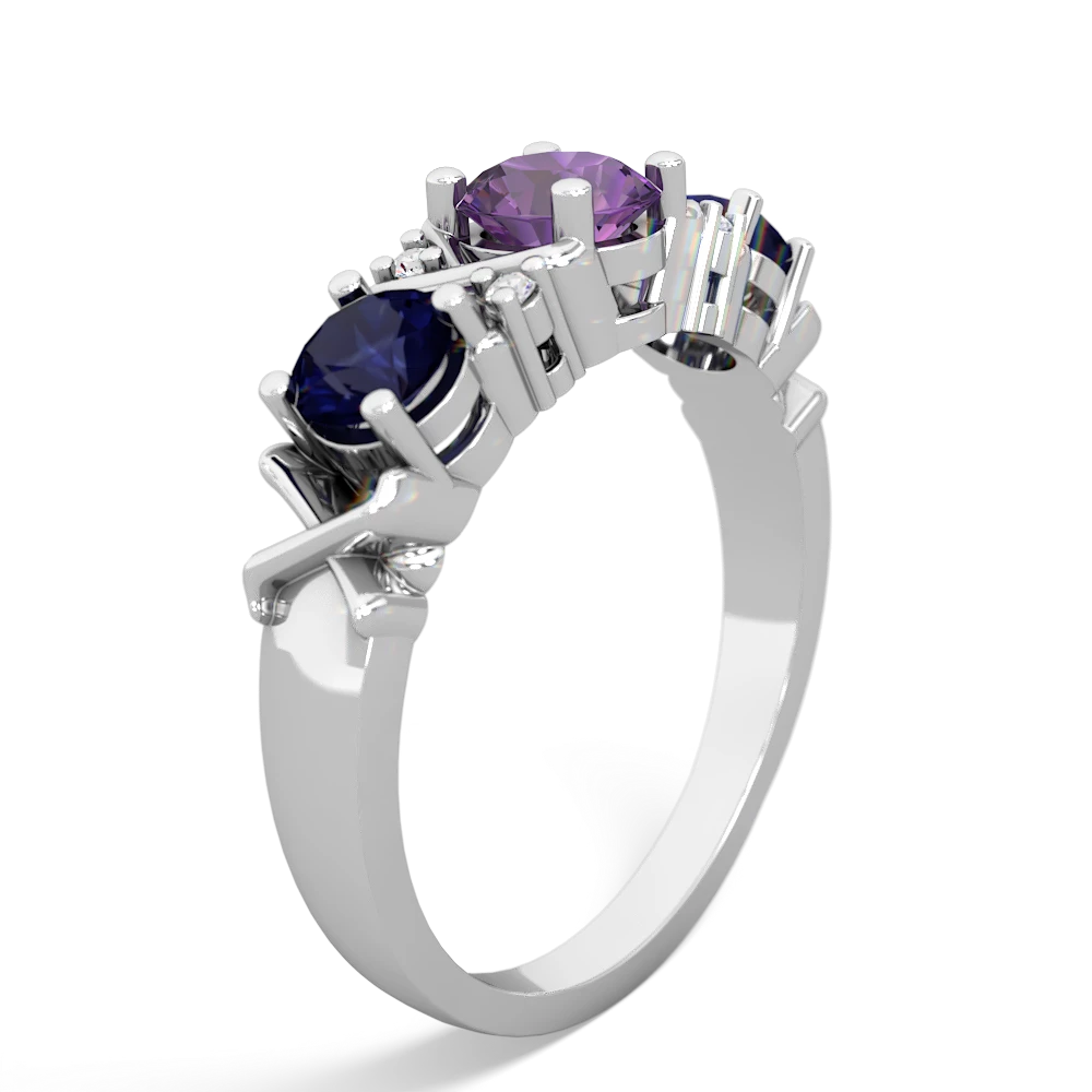 Amethyst Hugs And Kisses 14K White Gold ring R5016