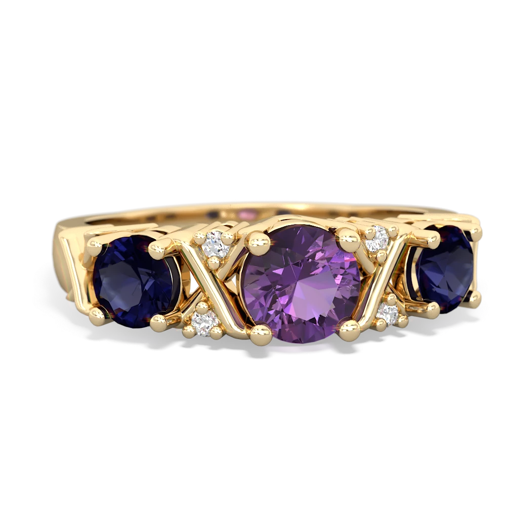 Amethyst Hugs And Kisses 14K Yellow Gold ring R5016