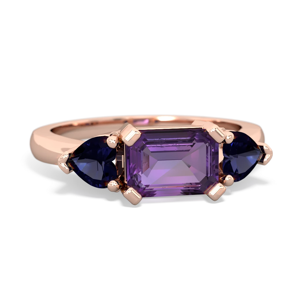 Amethyst Three Stone 14K Rose Gold ring R5235