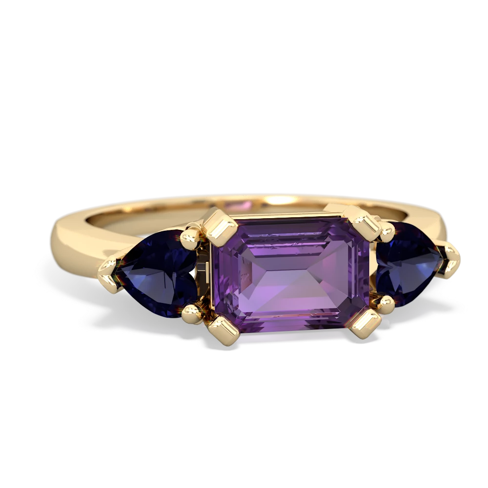 Amethyst Three Stone 14K Yellow Gold ring R5235