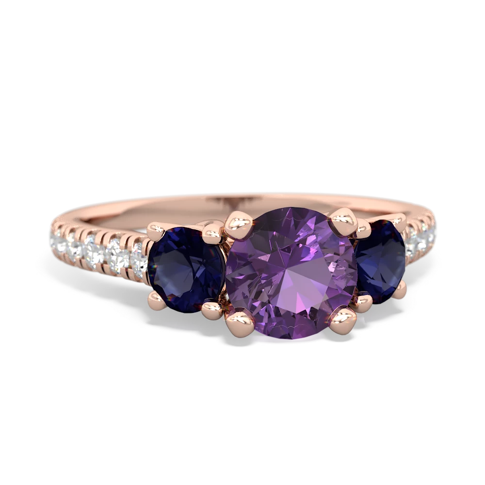 Amethyst Pave Trellis 14K Rose Gold ring R5500