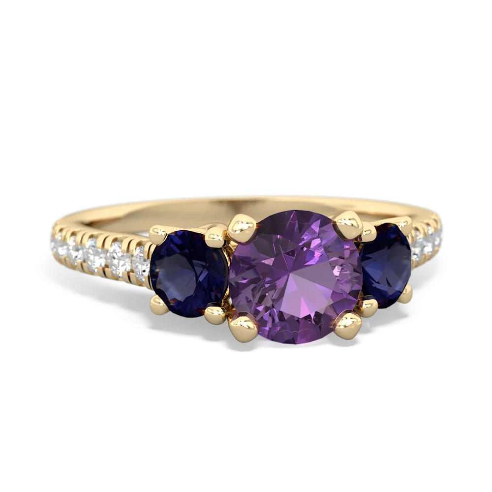 Amethyst Pave Trellis 14K Yellow Gold ring R5500