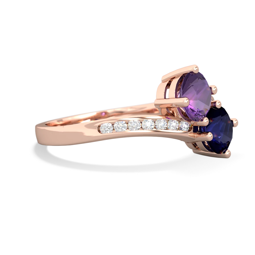 Amethyst Channel Set Two Stone 14K Rose Gold ring R5303