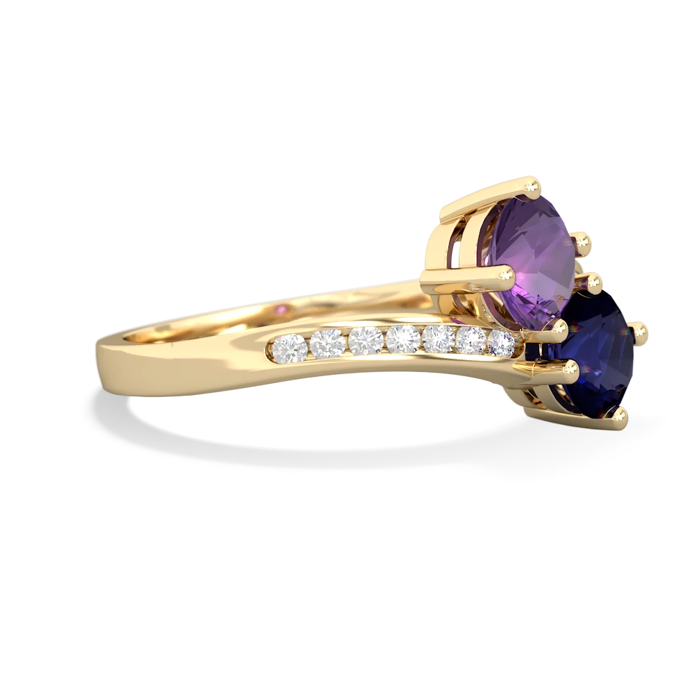 Amethyst Channel Set Two Stone 14K Yellow Gold ring R5303