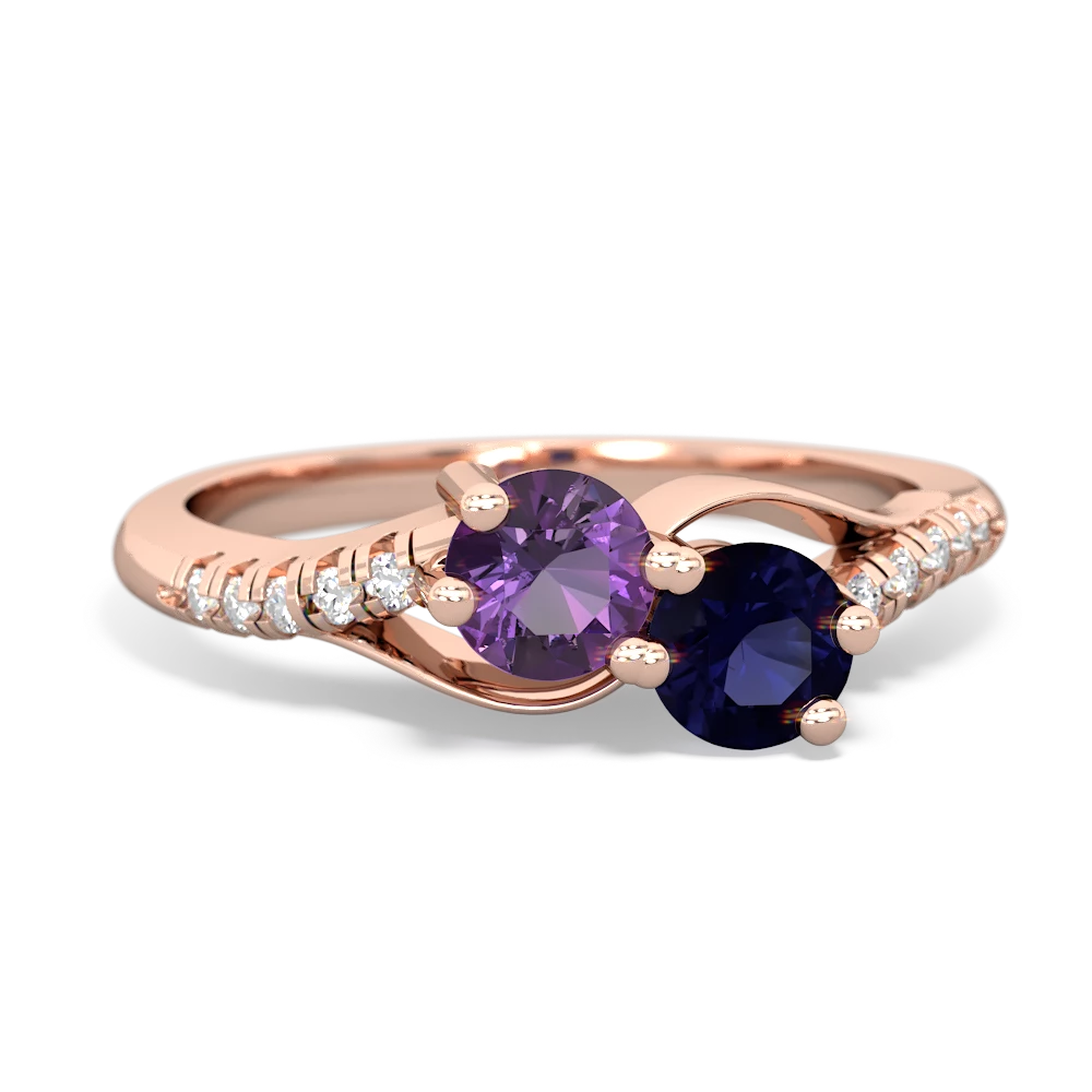 Amethyst Infinity Pave Two Stone 14K Rose Gold ring R5285