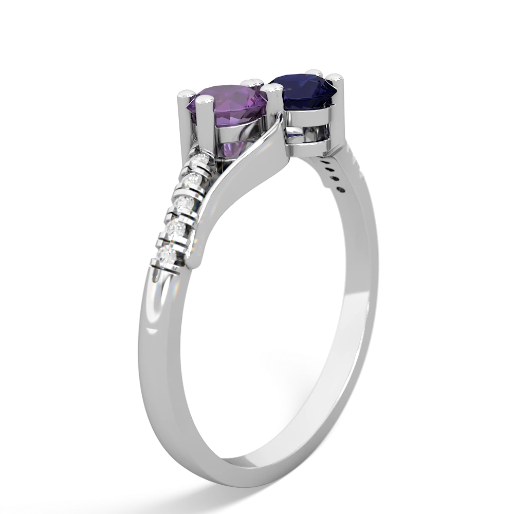 Amethyst Infinity Pave Two Stone 14K White Gold ring R5285