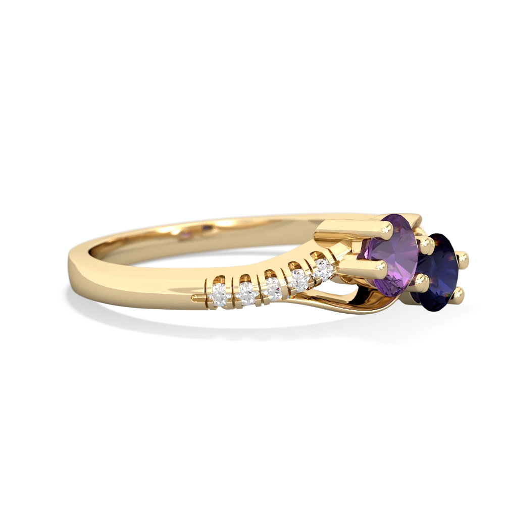 Amethyst Infinity Pave Two Stone 14K Yellow Gold ring R5285