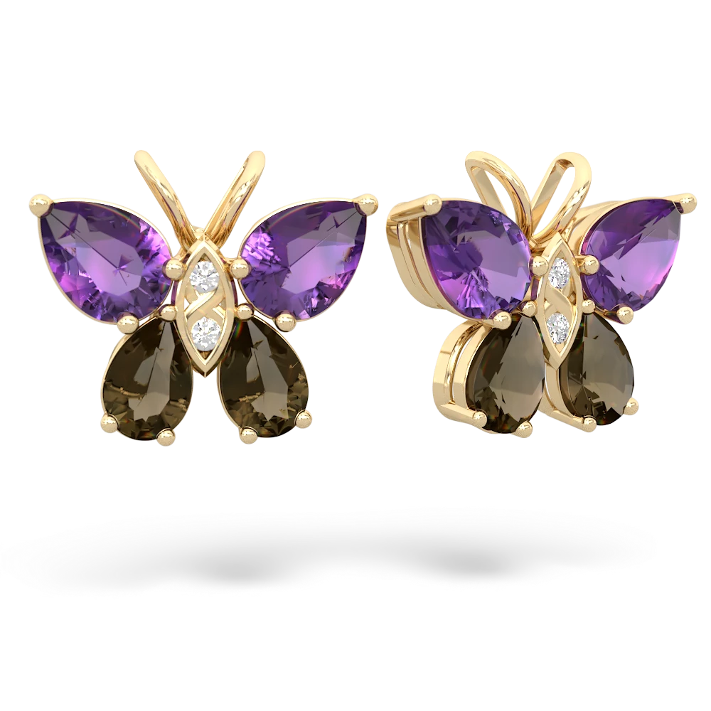 Amethyst Butterfly 14K Yellow Gold earrings E2215