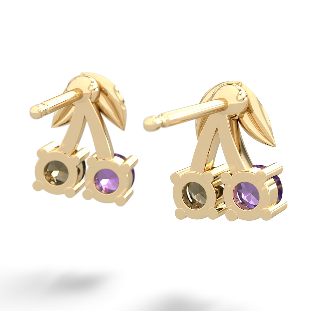 Amethyst Sweet Cherries 14K Yellow Gold earrings E7001